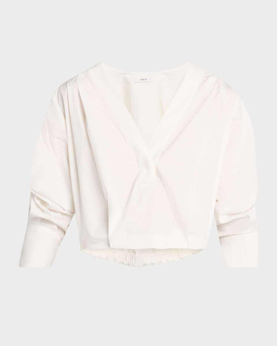 Jordan Ruched-Sleeve Popover Top